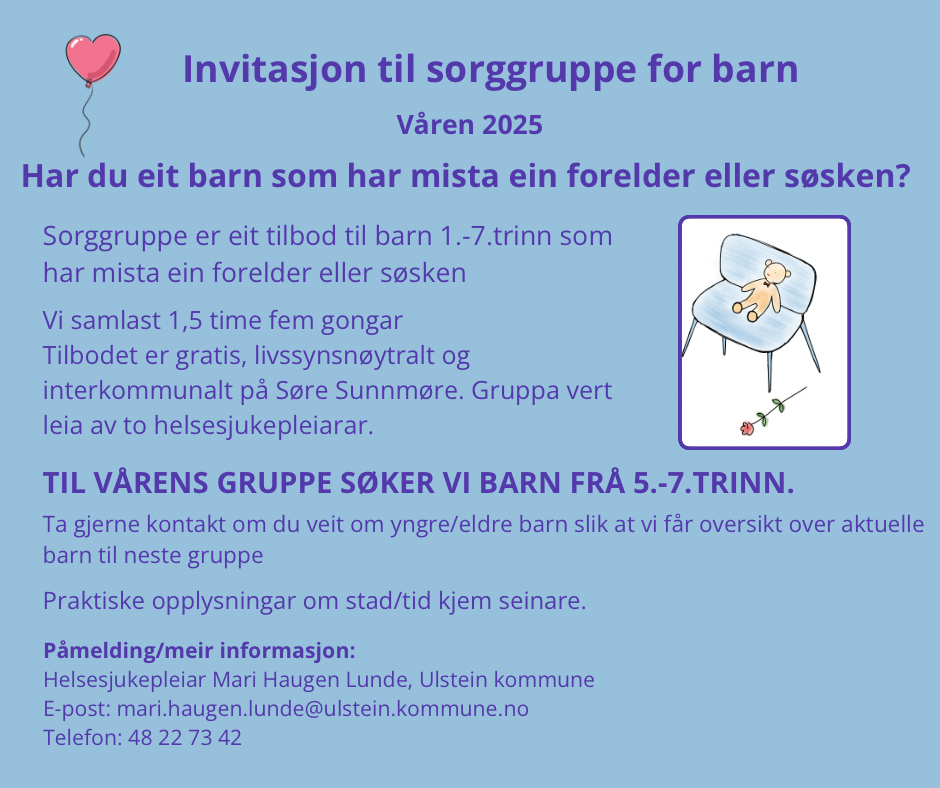 Sorggruppe for barn info - Klikk for stort bilete
