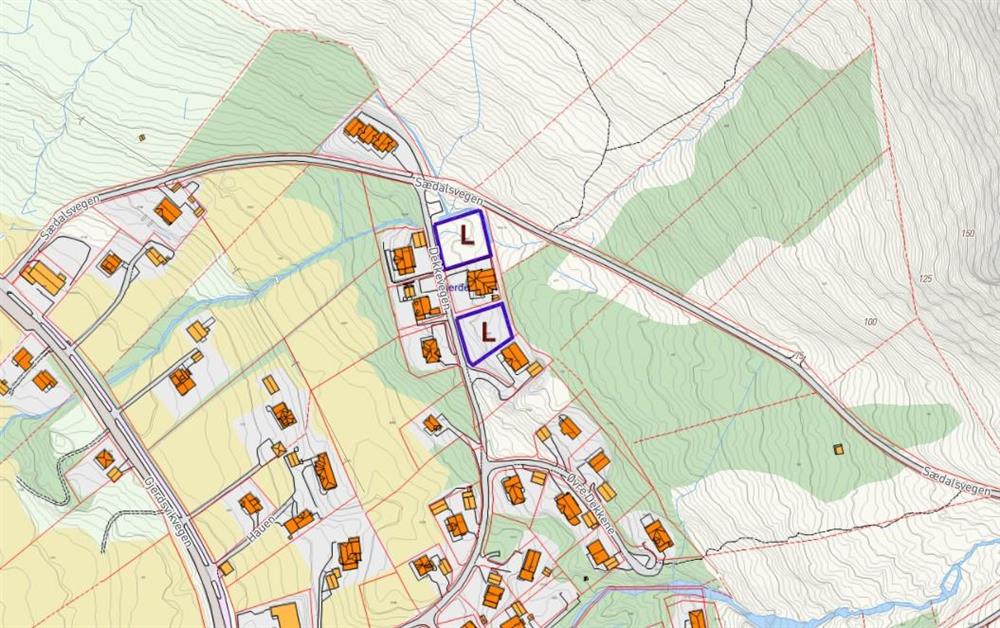 Kart over byggefelt - Gjerde/ Rise - Klikk for stort bilete