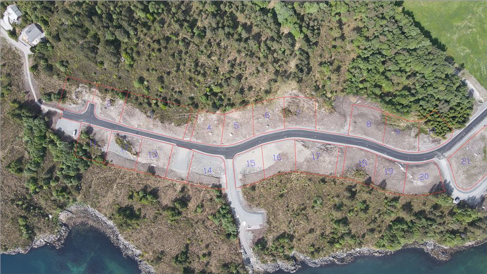 Ortofoto med tomtegrenser Storehaugen - Klikk for stort bilete